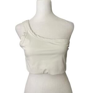 All in Motion Large Sports Bra One Shoulder White Workout Activewear